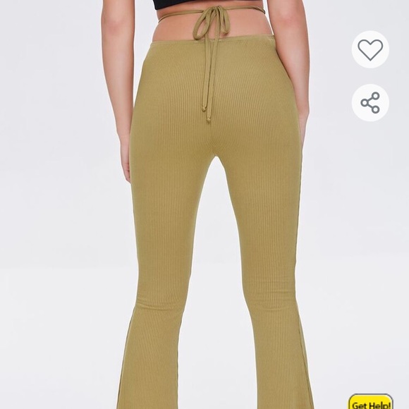 Ribbed Knit Self-Tie Flare Pants - Picture 5 of 6